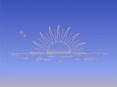 Aurora Tattoo art aurora beach design gradient illustration line ocean sea sunrise sunset tattoo