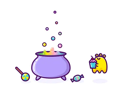 Witch's Pot alien candy cartoon cartoon character cartoon illustration cute illustration cuteart halloween illustration kawaii art potion sweets treat witchs pot