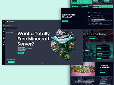 Minehut.com Redesign 3d 3d model branding digital home page homepage landing page marketing minecraft minehut