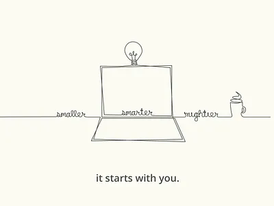 Smaller, smarter, mightier: you. continuous line illustration playoff vector