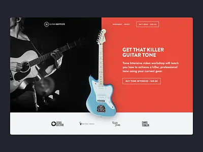 Guitar Institute: Tone Intensive adobe xd advertising art direction branding conversion design electric guitar landing page marketing ui ui design ux design visual design web design