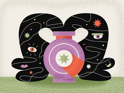Negative Creative Monster art bottle challenge creative design drawing energy flat flat background graphic design growing illustration inspiration makinging monster muted colors negative negativity positivity self doubt