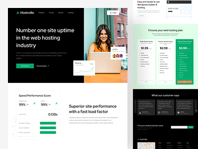 Hostville - Web Hosting Services Landing Page app builder clean ui design domain fast features hosted hosting interface landing page minimal performance plan pricing server super web hosting website wordpress