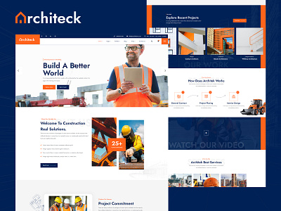 Architeck - Construction WordPress Theme animation architect architect portfolio branding building construction design elementor logo modern property typography ui website