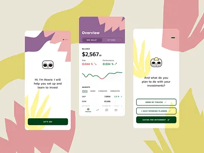 Financial guide - fintech concept app balance business chart chatbot concept design dashboard education finance fintech flat design guide illustration jungle mobile app money nature onboarding statistics stocks wizard