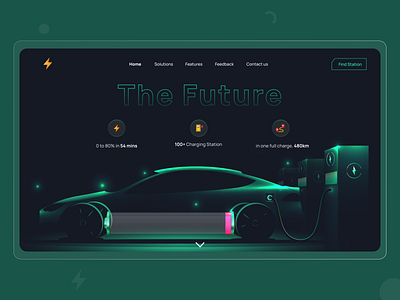 The Future - EV car website clean creative dailyui dark electric electric car ev future green green energy hero section home page landing page landingpage travel ui ux web design website design