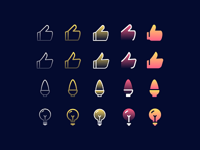 Icons bulb design graphic design icon icons illustrator light outlined thumbs up ui design vector