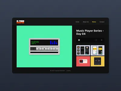 Works gallery page clean daily ui dark dark mode design inspired monster logo minimal simple ui ux