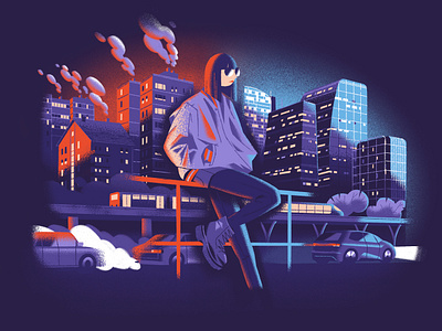 Nora cars change city climate environment fashion future girl illustration landscape podcast pollution skyline skyscrapers traffic