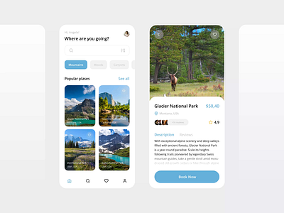 Travel to National Parks of the United States | Mobile App animation design minimalist mobile typography ui