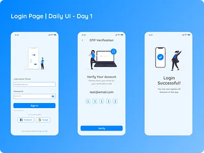 Login Page | Daily UI - Day 1 daily ui dailyui design login mobile otp password sign in success ui ux verification