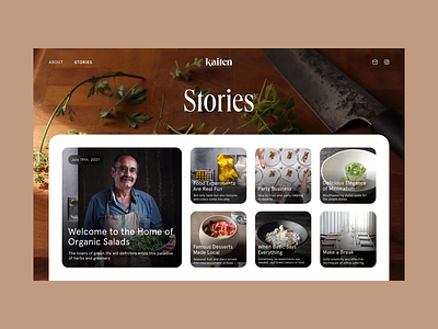 Kaiten Website: Stories Page blog branding business chef design food food makers graphic design interface logo marketing marketplace stories ui user experience ux web design web marketing web page website
