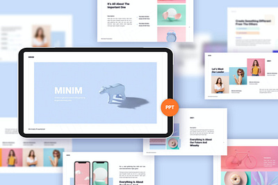 Minim PowerPoint Template agency black clean colorful company corporate creative minimal minimalist modern multipurpose pitch deck portfolio simple studio template web design web development website white