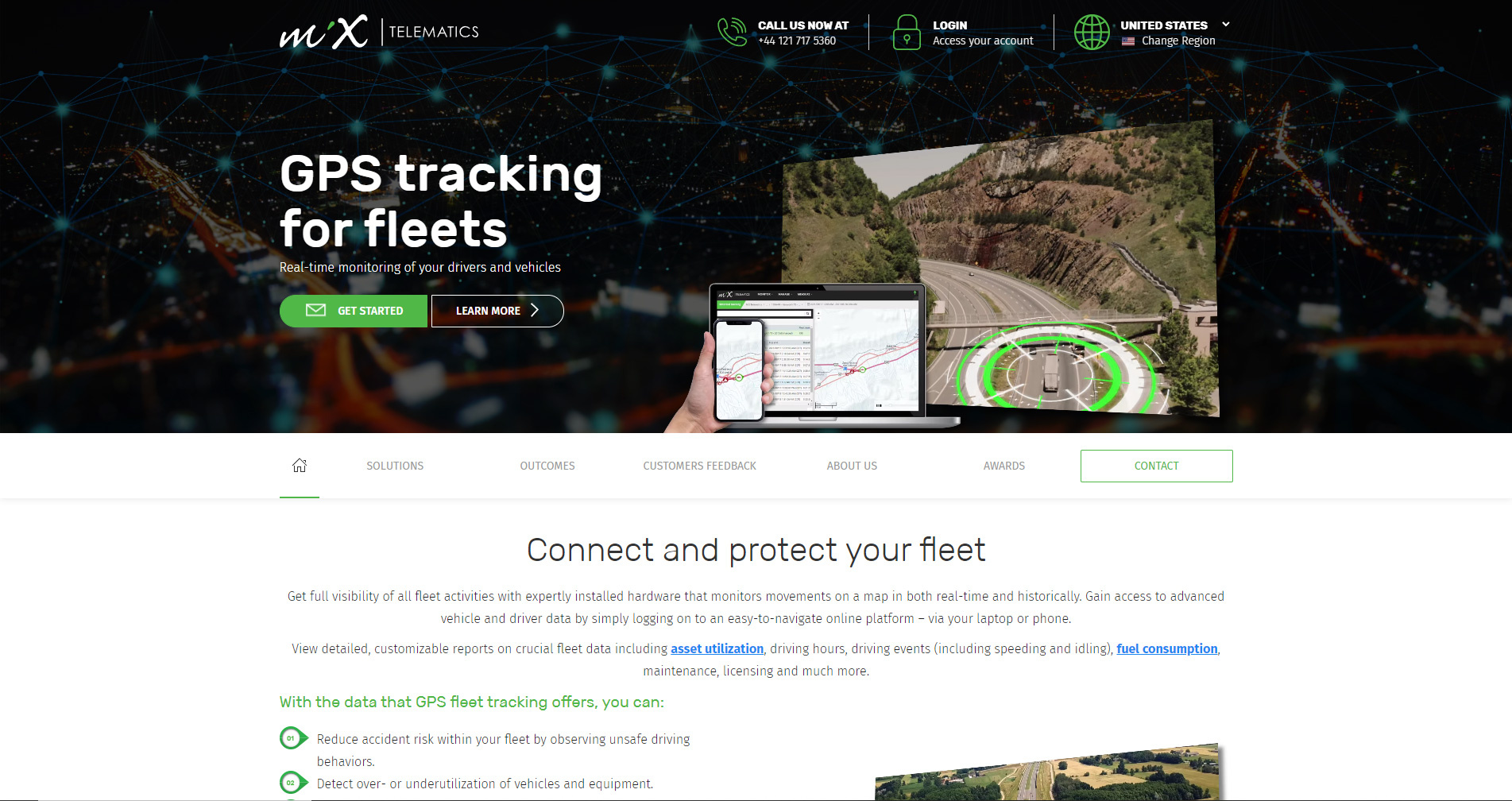 Example of MiX Telematics GPS Tracking Page