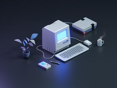 Retro Isometric PC 3d b3d blender blender3d illustration isometric pc