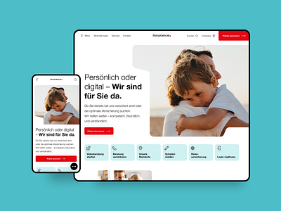 Concept Startpage for an insurance company concept desktop home insurance insurance company mobile red startpage teal turquoise