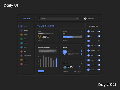 Daily UI Challenge - Home Monitoring Dashboard (Neomorphism 1) appui dailyui dailyuichallenge dark theme darktheme dashboard dashboard app day021 day21 home monitoring home monitoring dashboard home monitoring syastem light theme lighttheme neomorphism smart home smart house ui uidesign uiux