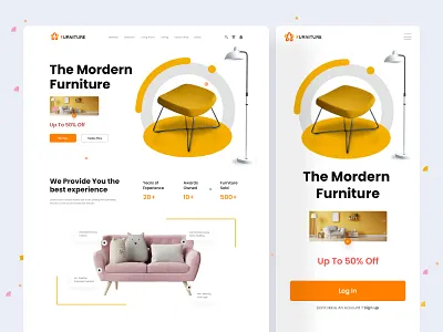 Furniture Landing Page Design app clean design ecommerce furniture furniture app illustration landingpage logo nft responsive template ui ui ux website