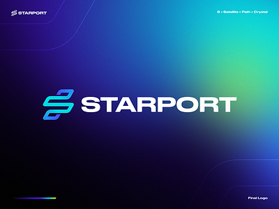 Starport Final Logo Design app bitcoin blockchain branding code coding coin cosmos crypto defi developer ethereum gradient identity letter s logo path satellite space star