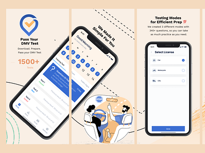 App Store Screenshots Driver Licence Exams App UI app store calendar driver app figma iosapp logo mobile app design mobile ui screenshots test ui uiuxdesign