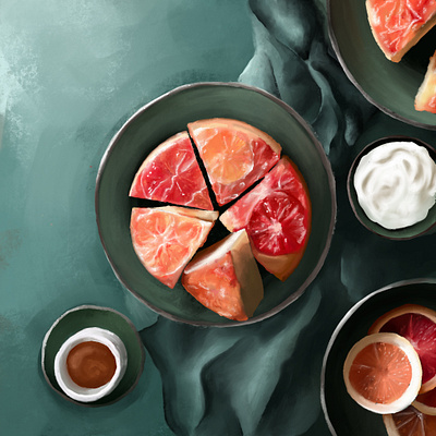 Tangerine Upside Down Cake design illustration procreate sketch sketchbook