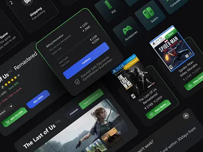 Game App UI Components - Dark Theme (Gamenation) app ui kit dark mobile game ui element