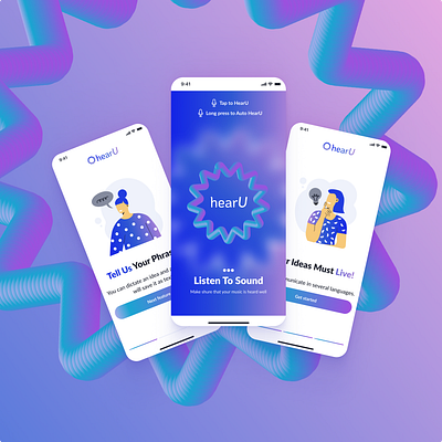 Mobile App for HearU 3d branding graphic design logo ui