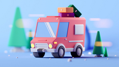 Travel Van 3d cars cinema4d isometric lowpoly vehicles