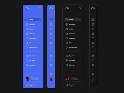 Sidebar Navigation - Light and Dark Version component design elements navbar navigation sidebar uiux