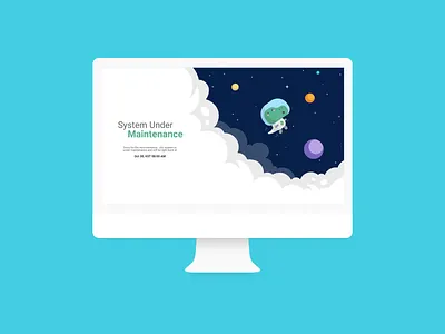 System Under Maintenance Dino 2d character design dino emptypages illustration page ui undermaintenance ux web