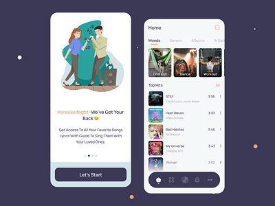 karaoke music player 🎙 clean design elegant figma flat interface karaoke karaoke music player music sing typography ui ux design uidesign uiux vector