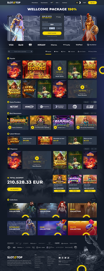 Online Casino Design betting casino gambling homepage igaming illustrations landing page live casino roulette slots web design