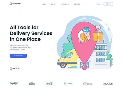 Deliverest Landing Page courier service deliver deliverest delivery delivery app delivery services delivery website design illustrations interface landing landing page logistics page service ui user interface ux web web design