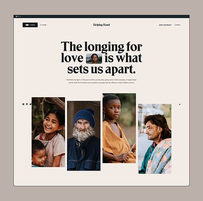 Helping Hand — About Page about aid design editorial help initiative interaction motion poverty social society ui ux web website