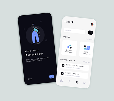 Find Job App app application design find job app graphic design illustration job job app job finder minimal mobile ui ux vector