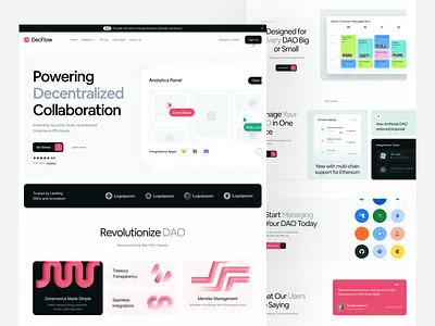 DAO Management Web3 Platform DecFlow ai blockchain crypto dapp defi landing page liquid staking reward calculator saas saas website stablecoin stake token web web design web3 website website design