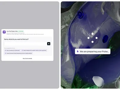 OnePulse: Create the first survey with AI ai create generation loading onboarding saas survey web app