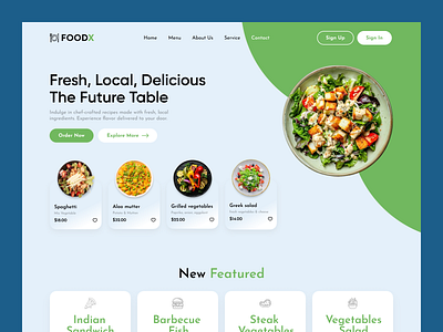 FoodX Website Landing Page Header behancedesign creativefoodui deliciousdesign ecommerce figma food food delivery food landing page food website food website template foodieux foodui foodwebsite foodx landing page uiux uxdesign webdesign