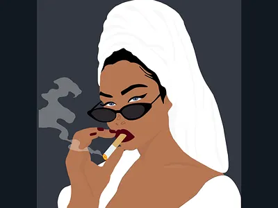 An illustration of a queen with are smoke illustration lady