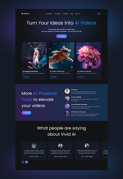 #Daily UI 003: Landing Page Design for AI Videos ai video daily 100 challenge daily ui daily ui 003 dailyuichallenge design digital marketing figmadesign landingpage ui web design