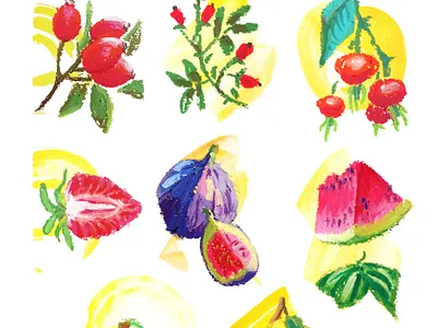 Oilpastel berries berry graphic design illustration oilpastel product design