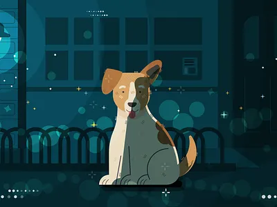 Laika animación animation dog laika lights night space street
