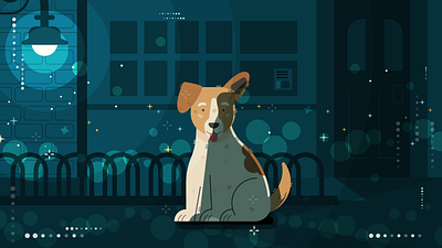 Laika animación animation dog laika lights night space street
