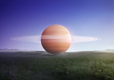 Saturn morning 3d abstract art composition concept creative design field illustration imagination landscape nature planet realistic render saturn science solar space surreal