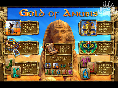 Paytable of the Gold of Anubis slot machine anubis game anubis slot design art digital art egyptian game egyptian slot gambling game art game design game paytable graphic design paytable paytable art paytable design slot design slot machine paytable slot paytable