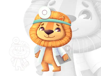 Lion Doctor art branding character design children illustration design illustration illustrator kid art kid illustration lion logo procreate raster illustration toy design