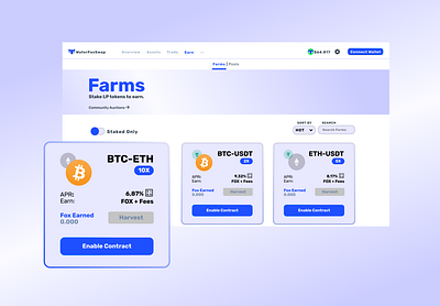 WaterFoxSwap Farming Design Page app branding design graphic design illustration logo typography ui ux vector