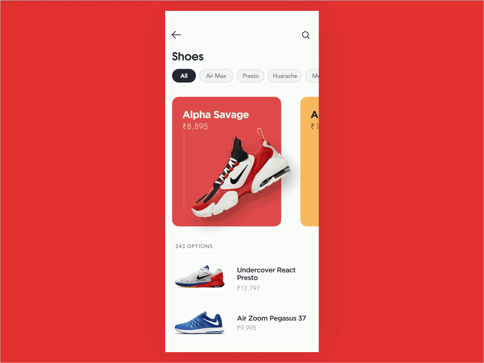 Motion Graphics - 01 : Shoe Shop animation app application dailyui design ecommerce motion graphics ui ux