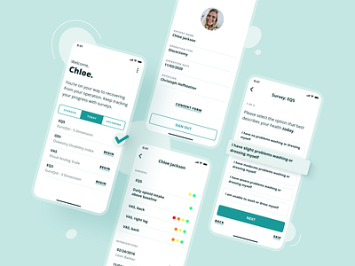 SPINEHealthie — Recovery follow-up accessibility accessible follow health interface mobile app recovery simple uxui