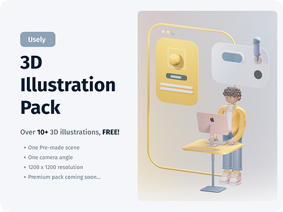 Usely 2021 3d 3dcharacter 3dobject 3dpack 3dpackage 3dshapes app blender branding design illustration ui ux